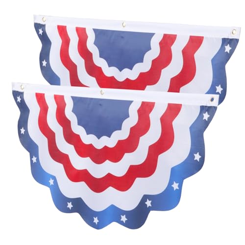 YARNOW 2 Stück Teiliges US Fächerschild Banner Wetterfeste Dekorative Flagge für Innen und Außenbereich Independence Day Partydeko mit Hochfarbigen Langlebigen Druckfarben von YARNOW