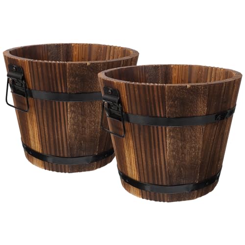 YARNOW 2 Stücke Holz Blumentöpfe Blumenkübel Holzfass Holzkübel Blumentopf Retro Holzeimer Rustikales Fass Blumen Topf Behälter Blumenkasten Pflanzgefäß Zuhause Balkon Garten Deko YARNOW 2 Stücke Holz Blumentöpfe Blumenkübel Holzfass Holzkübel Blumentopf Retro Holzeimer Rustikales Fass Blumen Topf Behälter Blumenkasten Pflanzgefäß Zuhause Balkon Garten Deko von YARNOW