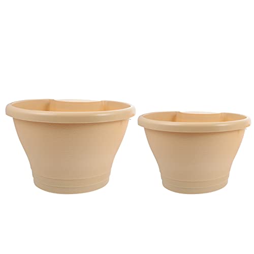 YARNOW 2 Stücke fallrohr blumentopf Regenrohr Pflanztopf Balkontopf Fallrohr Hängetopf Wand Topf Regenfallrohre Pflanzgefäß Regenrinne Übertopf Draußen Balkon Pflanzkübel Beige von YARNOW