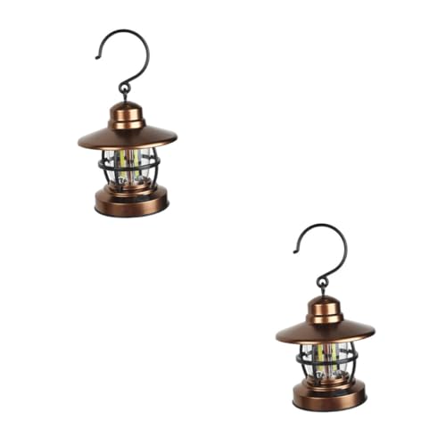 YARNOW 2St Zelt Lichter hängelampe hängeleuchten tree lamp Garden lantern Retro lantern Außenlicht Solarlampe im Freien Kerzendekor Laternenlicht Camping Laterne Lampe LED Notlicht Metall von YARNOW
