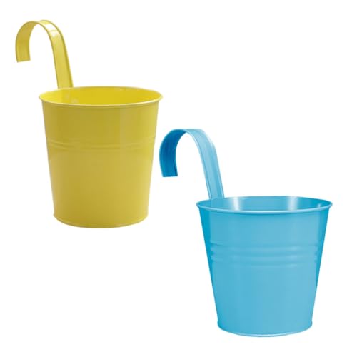 YARNOW 2st Blecheimer Zum Aufhängen Pole Hängender Pflanzer Glyzinien Blumen- Pflanzenständer Pflanzenständer Für Terrasse Aufhänger Anlage Gartentröge Hohl Retro-blumeneimer Blue Eisen von YARNOW