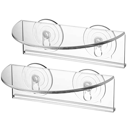YARNOW 2 Stück Saugnapf Pflanzenhalter Aus Acryl Für Fenster Durchsichtiges Blumenregal Für Küchen Und Badezimmer Wandmontiertes Regal Für Bonsai Und Kräutertöpfe Praktisches von YARNOW