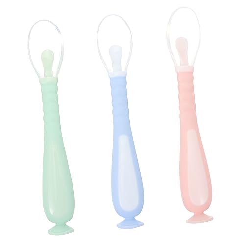YARNOW 3 Stück Ergänzungs futter Futterfütterungslöffel für Säuglingsnahrung Silikonlöffel für Babys Babygeschirr Füttern von Säuglingen Löffelstiel: pp plus tpe von YARNOW