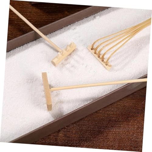 YARNOW 3 Stück Mini Zen Garten Sand Rechen Leichtes Kunststoff Gartenwerkzeug für Sandtisch Dekoration Büro und Zuhause Kreative Tischdeko mit Bambusrechen Design von YARNOW