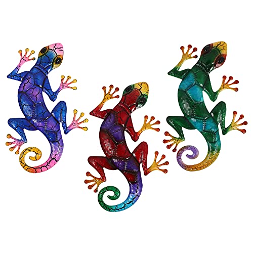 YARNOW 3 Stücke Metall Gecko Gartenfigur Wanddeko Skulptur Echsen Figur Statue Cham?Leon Gartendeko Reptilien Tier Wandobjekt Tischdeko für Zuhause Zaun Terrassen Dekoration von YARNOW
