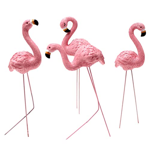 YARNOW 4 Stück Gartendeko Flamingo Figur Miniatur Flamingo Stecker Vogel Gartenstecker Topfstecker Blumenstecker für Bonsai Blumentopf Mikro Landschaft Terrarium Deko Rosa von YARNOW