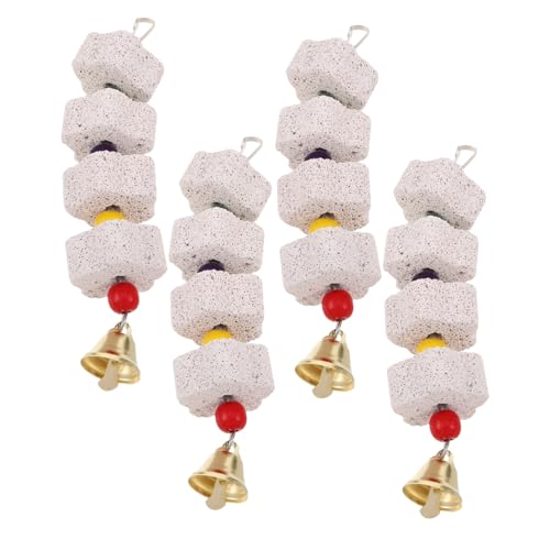 YARNOW 4 Stück Papageien Kauspielzeug Kalzium Stein mit Glocke zum Aufhängen Vogel Schnabel Schleifstein für Wellensittiche Nymphensittiche und Kleintiere zur Zahnpflege YARNOW 4 Stück Papageien Kauspielzeug Kalzium Stein mit Glocke zum Aufhängen Vogel Schnabel Schleifstein für Wellensittiche Nymphensittiche und Kleintiere zur Zahnpflege von YARNOW