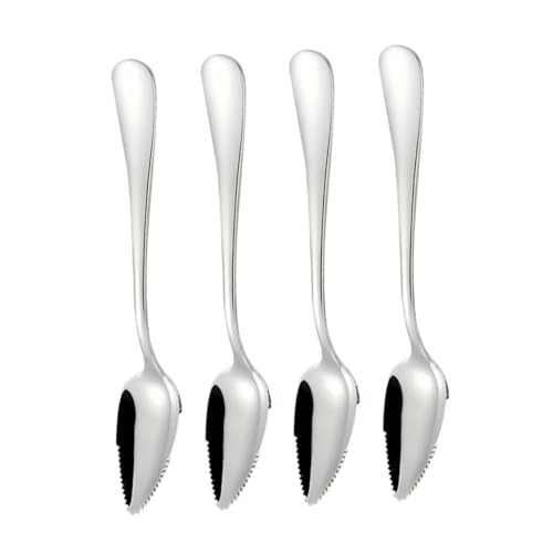 YARNOW 4 Stück Teiliges Fruchtpüree Löffel Set aus Edelstahl mit Gezackter Kante Sicherer Babylöffel für Apfel und Grapefruitpüree zum Einfachen Abschaben und Füttern Zuhause von YARNOW