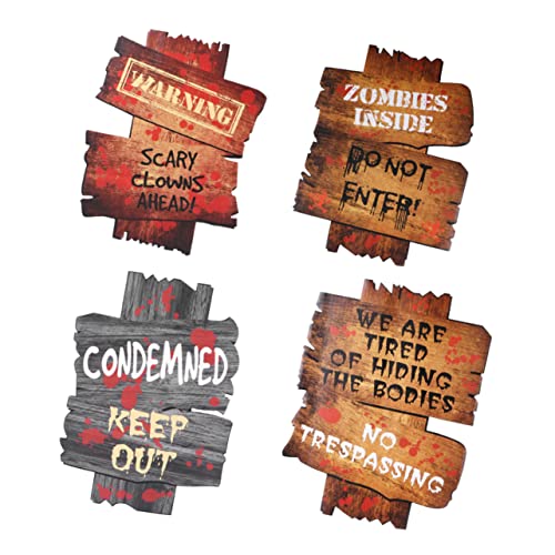 YARNOW 4 Stück Teiliges Halloween Warnschild Langlebigem Material Wetterfestes Straßenschild Deko für Outdoor Halloween Party als Lustige Foto Requisite und für Trick Treat von YARNOW
