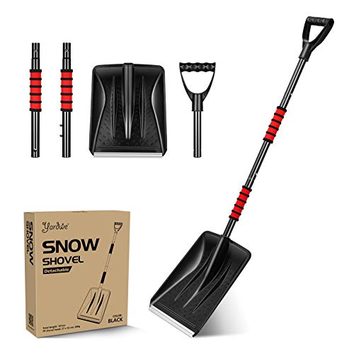 YARNOW 43 Schneeschaufel mit D-Griff zusammenklappbar Schnee Sand Schlamm Entfernen Werkzeug,Abnehmbare vierteilige Konstruktion Schneeschaufel für Auto, Camping, Garten und andere Outdoor-Aktivitäten von YARNOW