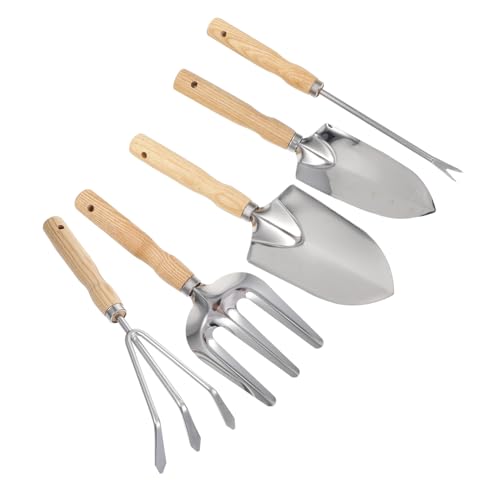 YARNOW 5 Stück Teiliges Pflanzwerkzeug aus rostfreiem Metall und Holzgriff Multifunktionale Gartenkelle Hand unkrautentferner und Bodenlockerer Leichtes Gartengerät für Blumenbeete und YARNOW 5 Stück Teiliges Pflanzwerkzeug aus rostfreiem Metall und Holzgriff Multifunktionale Gartenkelle Hand unkrautentferner und Bodenlockerer Leichtes Gartengerät für Blumenbeete und von YARNOW
