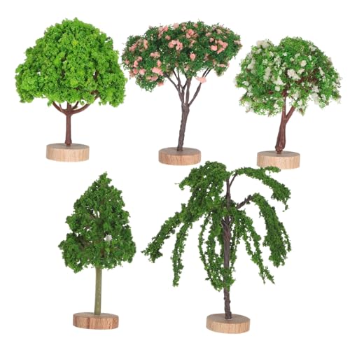 YARNOW 5stücke Mini-kunststoffbäume Für -Landschaft Diorama-zubehör Bonsaibäume Mit Holzsockeln Künstliche Bäume Zum Basteln Kleine Baumdekoration Für Schreibtisch von YARNOW