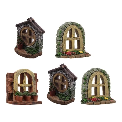 YARNOW 5pcs Feengarten Fenster Kunstharz Gartenfigur Miniatur Fee GNOME Micro Landschaft Blumentopf Ornamente Terrarium DIY Zubehör von YARNOW