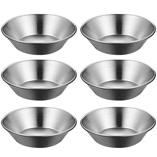 YARNOW 6 Stücke Edelstahl Muffinform Saucenschälchen Sushi Dip Schälchen Muffinförmchen Gewürzschalen Muffin Backform Backförmchen Antihaft Kuchenform für DIY Mousse Kuchen Pudding Formen von YARNOW