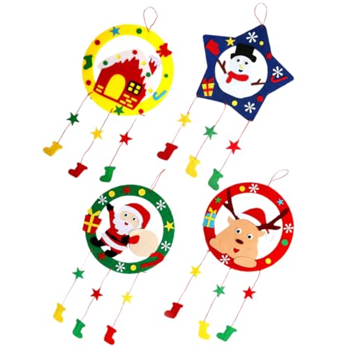 YARNOW 8 Sätze Nicht Gewebter Kranzhängedekoration Weihnachtskranz-kit Kinderspielzeug Handwerk Weihnachtskranz Basteln Ornamente Kranz Machen Material Hängend Vlies von YARNOW