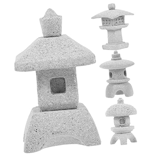 YARNOW 4 Stück Miniatur-szenenpavillon Japanisches Dekor Dekorationen Für Zuhause Gartendekorationen Fisch Aquarium Dekoration Pagodenlaternenmodelle Sandstein Skulptur Vorbau von YARNOW