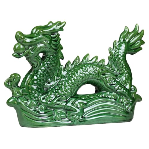 YARNOW Chinesische Tierkreiszeichen Figuren Drachen Figuren Feng Shui Statue Keramik Skulptur Drachenfigur Auto Dekofigur Reichtum Deko 2024 Neujahr Schreibtisch Büro Tischdeko von YARNOW