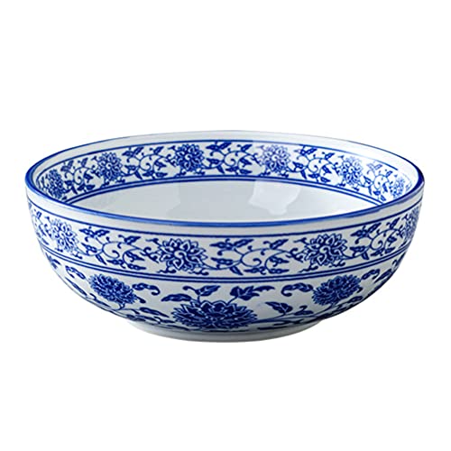 YARNOW Chinesische blaue und weiße Porzellan-Schüsseln, große Keramik-Servierschüsseln, Müsli/Salat/Nudelschalen für Zuhause, Küche, 20,3 cm von YARNOW