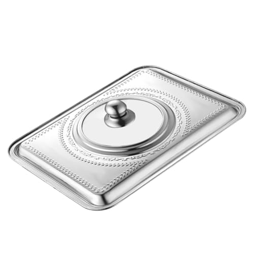 YARNOW Edelstahldeckel Universaldeckel Rechteckiger Anti Hot Topfdeckel Glas Pfannendeckel für Kochtopf Auflauf Töpfe Gusseisen Pfanne Bratpfanne Küche Zubehör 36x27CM Silber Transparent von YARNOW