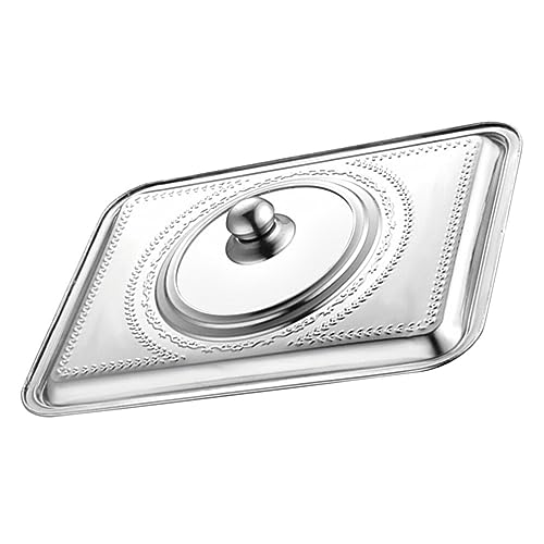 YARNOW Edelstahldeckel Universaldeckel Rechteckiger Anti Hot Topfdeckel Glas Pfannendeckel für Kochtopf Auflauf Töpfe Gusseisen Pfanne Bratpfanne Küche Zubehör 40x30CM Silber Transparent von YARNOW