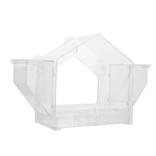YARNOW Fenster Vogelhaus Transparent mit Starken Saugnäpfen für Draußen Wetterfester Kunststoff Vogelfutterspender mit Großem Eingang für Verschiedene Vogelarten Einfache Reinigung von YARNOW