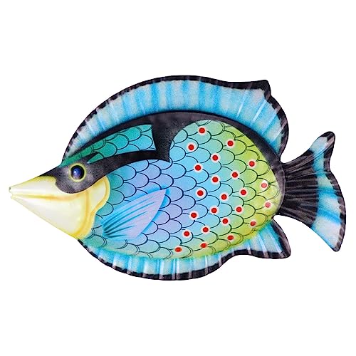 YARNOW Fisch Wandskulptur Metall Blau Fisch Wanddeko Eisen Kunst Meerestiere Rustikale Hängend Wandbehang Dekoration Wand Zimmer Garten Werkstatt Zaun Tür Hof Party Festival von YARNOW