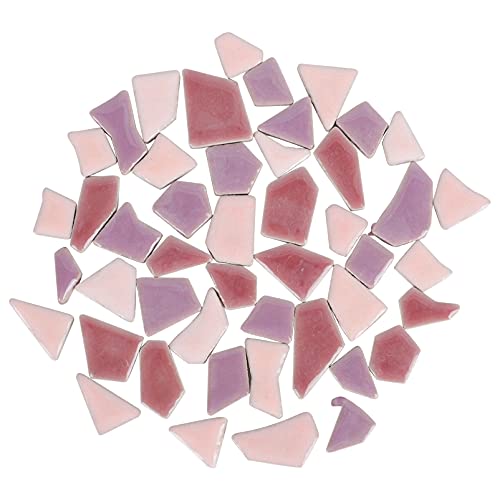 YARNOW Fliesenbruch 500G DIY Mosaikfliesen Steine Keramik Bruchmosaik Fliesen zum Basteln für DIY Schmuck Herstellung Blumentöpfe Liefert Lila Mosaiksteine Zum Basteln 500g von YARNOW