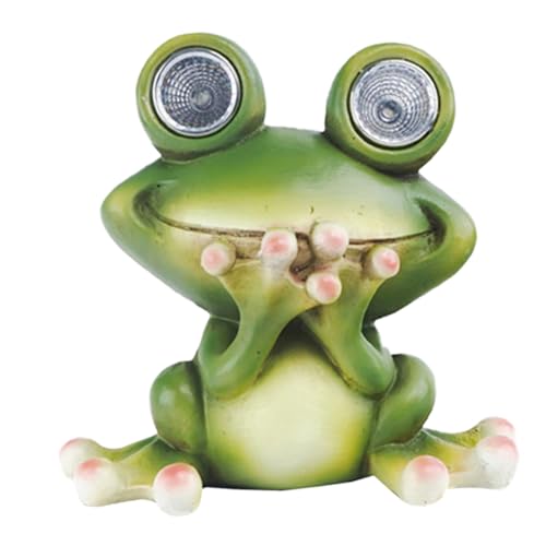 YARNOW Solar Frosch Statue Gartenornament Aus Kunstharz Mit Solarlicht Für Außenbereich Und Rasendekor Als Nachtlicht Und Dekoration Für Balkon Und Terrasse von YARNOW