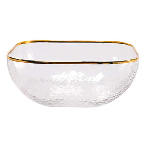 YARNOW Glasschale Goldrand Glasschale Salatschüssel Salatschale Müslischüssel Servierschalen Glasschüssel Dessert Bowl Stapelschale Schüssel mit Goldrand für Küche Werkzeug Essensbehälter von YARNOW