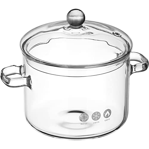 YARNOW Glastöpfe Mit Deckel 1 9 L Hitzebeständiger Glastopf Kochtopf Mit Griff Für Nudeln Suppe Milch Lebensmittel von YARNOW