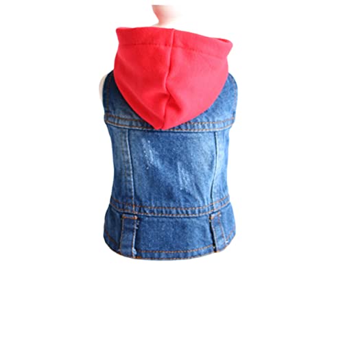 YARNOW Haustierwesten Jeansjacke Für Hunde Und Katzen Geeignet Für Chihuahua, Terrier, Bulldoggen, Yorkies Frühling Sommer Herbst Mit Strickmütze Xs Farbe Rot von YARNOW