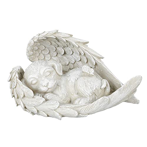 YARNOW Hunde Grabstein Grabschmuck Schlafender Engel Hund in Engel Grabfigur Grabstein Garten Statue Skulptur Desktop Ornament für Indoor Outdoor Home Garten Grabstein Urnengrab Grabstein Hund von YARNOW