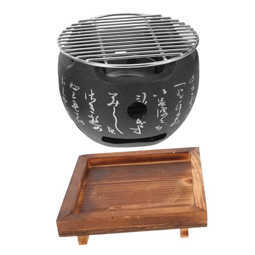 YARNOW Japanischer Hibachi Holzkohlegrill Rundes Design Vielseitiger und Alkoholfeldgrill Leicht Tragbarer Kompakter Bbq Grill Für Camping Picknick Patio Und Party von YARNOW