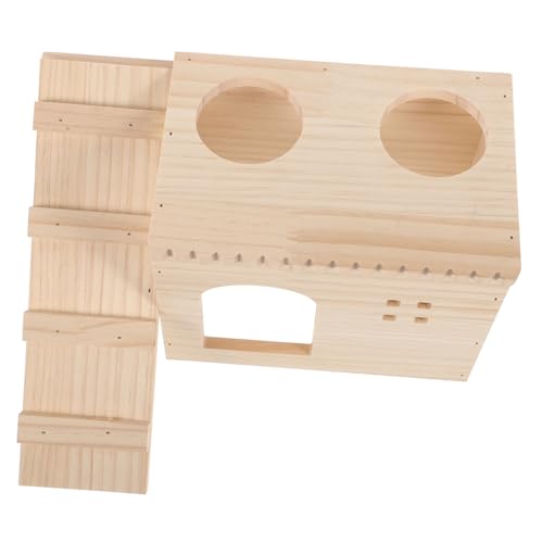 YARNOW Kabine Versteck Hamsterhaus groß Hamsternest Und Häuser verstecken nagerhaus kleintierhaus Schlafhaus blockbohlenhaus Versteck aus Hamsterholz Hamsterversteck mit Leiter hölzern von YARNOW