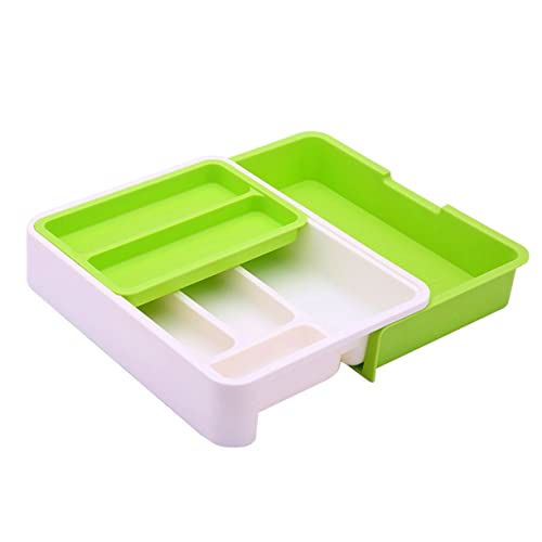 YARNOW Telescopische Aufbewahrungsbox Für Küchenutensilien Verstellbarer Organizer Für Multi-partition Design Weiß Und Grün Praktische Aufbewahrungslösung Für Küche Und Büro von YARNOW
