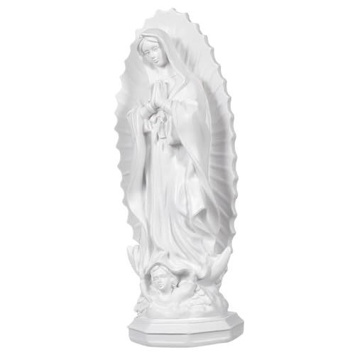 YARNOW Jungfrau Statue Miniatur Kunstharz Figur Katholische Dekoration Weiß Tischdekoration für Kirche und Zuhause Religiöse Skulptur Kompakt für Regal oder Kaminsims von YARNOW