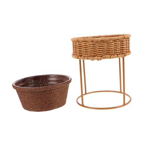 YARNOW Mini Blumenständer Rattan Pflanzkorb Rustikaler Pflanztopf Tisch Blumenständer Stehender Sukkulenten Pflanztopfhalter Sukkulenten Töpfe Tisch Blumentopfständer von YARNOW