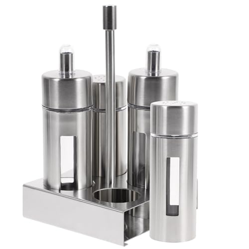 YARNOW Öl Und Essig Salz Pfeffer Menage Flasche Set Edelstahl Gewürz Dispenser Salz Pfeffer Shaker Essig Flasche Menage Abnehmbare mit Basis Stehen für Küche Arbeitsplatte von YARNOW