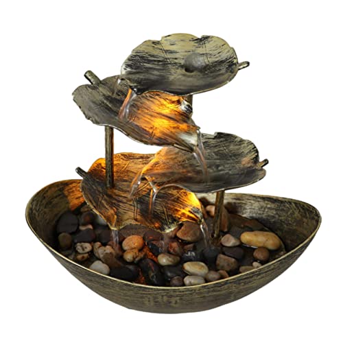 YARNOW Ornament Barren Fließendes Wasser Brunnen Esstisch Dekor Desktop-Dekor Ornamente LED Kaskadenbrunnen Fengshui Wasserfall Tischwasserbrunnen Fließendes Wasser Schmuck Desktop-Dekor von YARNOW