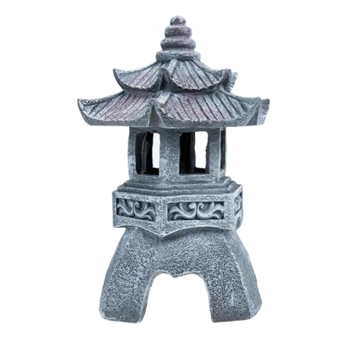 YARNOW Pavillons Statue Zen Pagode Statue Statue Garten Solar Solarfelsenlicht Asiatische Laterne Pagodenlicht Lichter Harzfelsen Japanische Gartenstatue Steinpagode Laterne von YARNOW