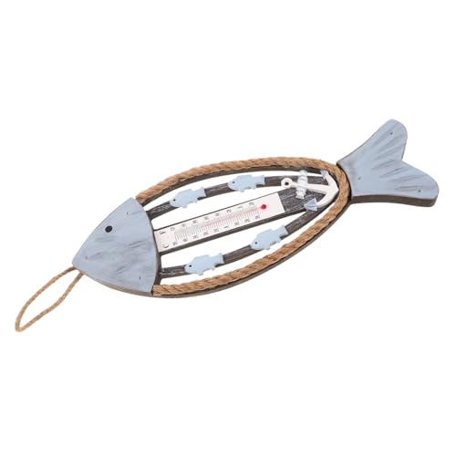 YARNOW Rustikaler Fischknochen Thermometer Nautische Wanddeko Mediterraner Stil Fischform Temperaturmessgerät für Garten Flur Hotel und Patio von YARNOW
