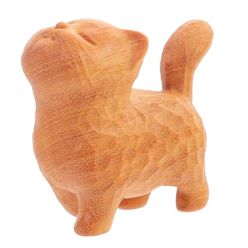 YARNOW Schreibtischaufsatz Holz Geschnitzte Gehende Katze Statue Skulptur Kätzchen Figur Geschenk Handgefertigte Holzskulptur Tischplatte Ornamente Für Home Office Wohnzimmer von YARNOW