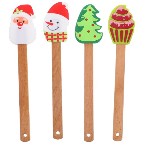 YARNOW Silikon Spatel Weihnachten Thema Teigschaber Spachtel Hitzebeständig Spatula Antihaft Kuchencreme Butter Spatel Mischschaber für Kochen Backen Rühren 4 Stück von YARNOW