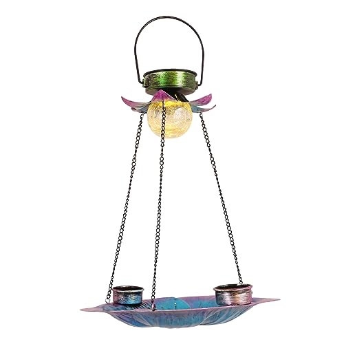 YARNOW Solar Bird Feeder mit Solarbeleuchtung Wetterfeste Gartenlaterne und Multifunktionale Futterstation zum Aufhängen Dekorativ und Robust für Wildvögel im Außenbereich von YARNOW