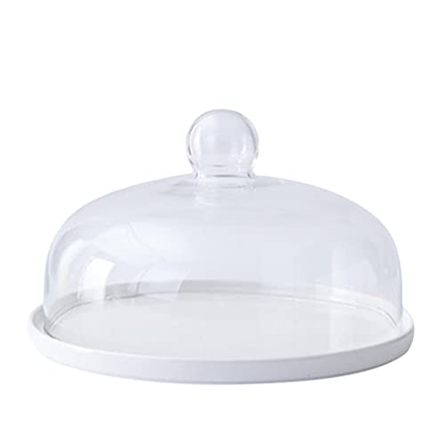 YARNOW Staubdichte Kuchenform Keramik-Kuchenständer Mit Glaskuppeldeckel Für Partys Und Hochzeiten Kuchenpräsentation Baumkuppel Kuchenabdeckung Snacktablett Mit Deckel von YARNOW