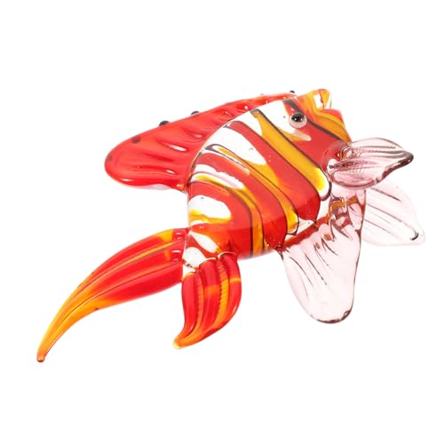 YARNOW Stilvolles Fisch-Ornament aus Farbigem Glas Handgefertigt Dekoratives Wohnaccessoire für Tisch Regal Schrank Aquarium-deko im Maritimen Stil Einzigartiges Kunstobjekt für Wohnräume von YARNOW