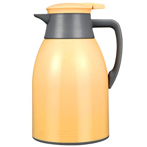 YARNOW Thermischer Tee Thermoskanne Gelb 1Pcs 1L Thermoskanne Isolierkanne Vakuum Isolierflasche Thermosflasche Kaffeekanne Quick Press Verschluss für Tee oder Getr?nke Gelb von YARNOW