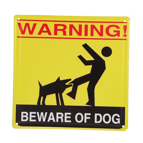 YARNOW Vintage Warnschild Vorsicht Hund aus Langlebigem Verzinktem Blech Wetterfestes Gartenschild mit Lochbohrungen zum Einfachen Aufhängen Dekoratives Hundewarnschild für Garten von YARNOW