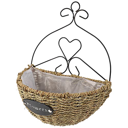 YARNOW Weiden Hängender Blumentopf Metall Geflochtener Korb Blumenkorb Rattan Pflanzkorb Kaktus Sukkulenten Topf Balkon Pflanzgefäß Landhausstil Wand Vase für Shabby Chic Deko Wanddeko von YARNOW