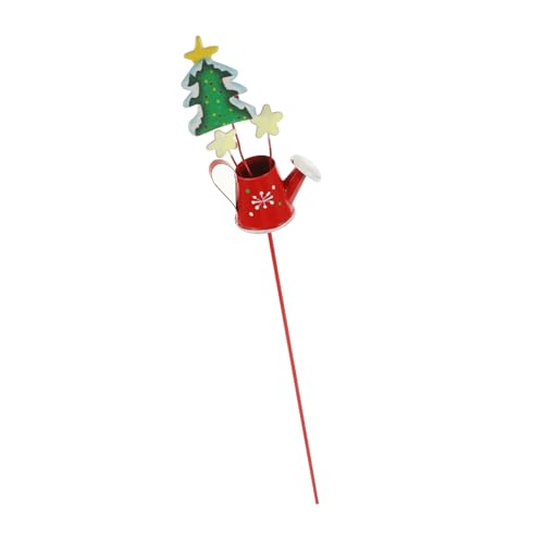 YARNOW Weihnachtlicher Gartenstecker Metall Kessel Form Blumentopf Deko Wetterfest für Blumenpflanzen Terrasse Pfahl Weihnachten Schmuck von YARNOW